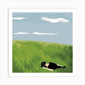 Woman Laying In The Grass Art Print