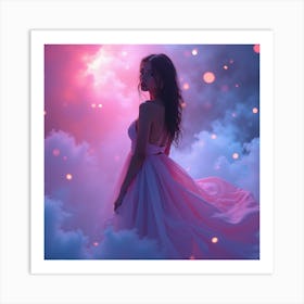 Beautiful Girl In A Pink Dress Art Print