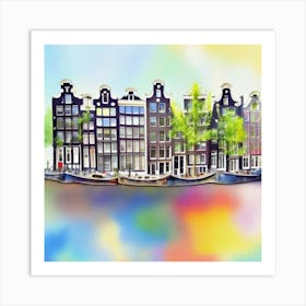 Amsterdam Houses Watercolor Art Print 2 Art Print