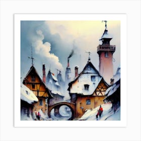 Winter Village Art Print