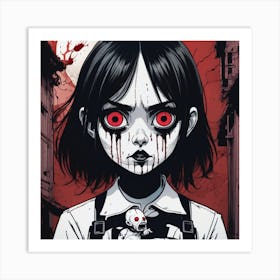 Girl With Red Eyes Art Print