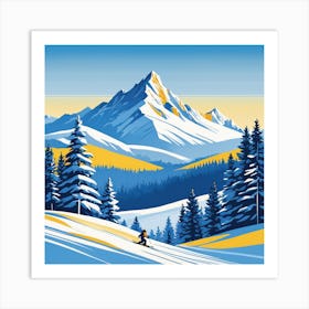 Skiers In The Mountains 1 Art Print