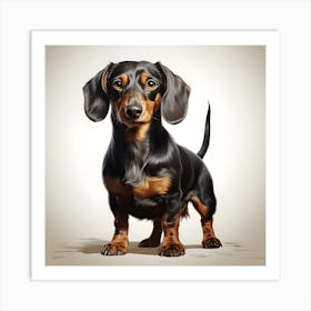 Portrait Of Black & Tan Dachshund Art Print