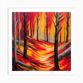 Fire In The Forest 2 Art Print