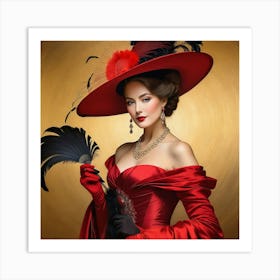 Victorian Woman In Red Dress 6 Art Print