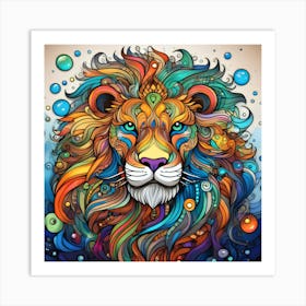 Vivid Abstract Lion Art Print