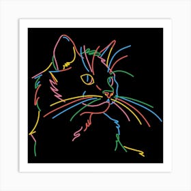 Vibrant Illumination: Exploring the Allure of the Neon Cat Art Art Print