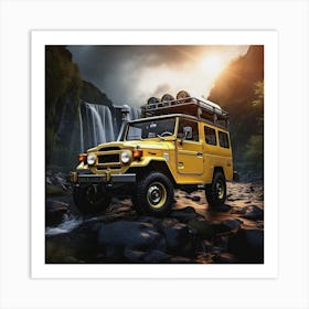 Vintage-Inspired Yellow SUV Art Print