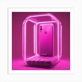 Furniture Design, Tall Mobilephone, Inflatable, Fluorescent Viva Magenta Inside, Transparent, Concep (4) Art Print