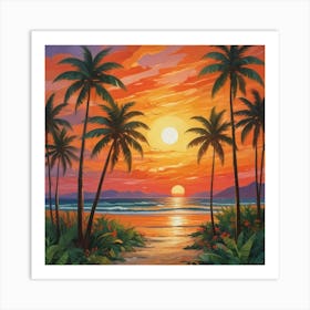 Sunset At The Beach 19 Art Print