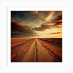 The Vanishing Road A Deserted Road Stretches Into The Horizon Art Print