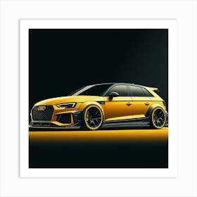 Audi Rs3 black and Yellow Art Print