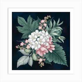 Hydrangea Floral Botanical Vintage Poster Flower 2 Art Print