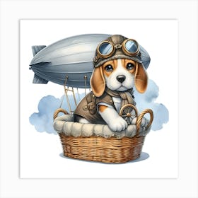 Beagle In A Basket~Reimagined Art Print