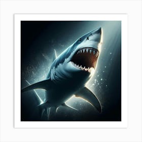 Shark In The Dark Art Print