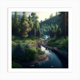 River In The Forest 1 Art Print