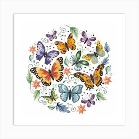 Butterflies In A Circle Art Print