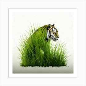 Tiger In Grass 2 Art Print