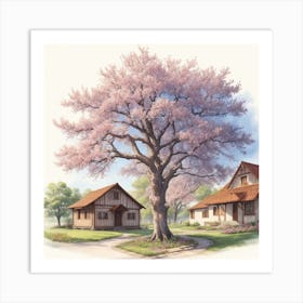 floral beautiful tree in village Art Print