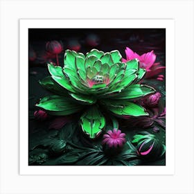 Neon Bloom Green Art Print 1 Art Print