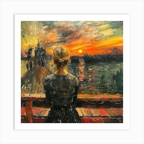 Sunset At The Pier Art Print