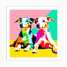 'Greyhound Pups', This Contemporary art brings POP Art and Flat Vector Art Together, Colorful Art, Animal Art, Home Decor, Kids Room Decor, Puppy Bank - 61st Art Print