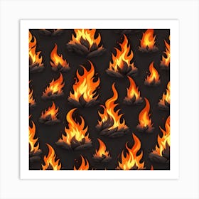 Seamless Pattern Of Fire 6 Art Print