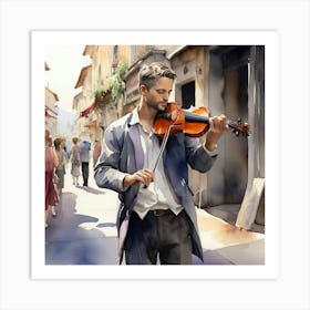 Man Playing Violin Art Print