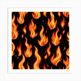 Flames On Black Background 19 Art Print