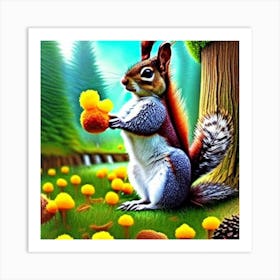 Squirrel In The Forest Art Print