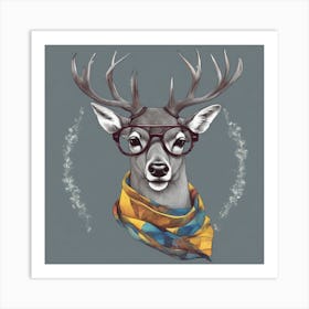 Deer With Glasses 1 Art Print