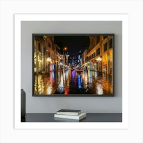 Wet Street At Night Art Print