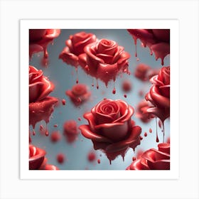 Red Roses Falling From The Sky Art Print