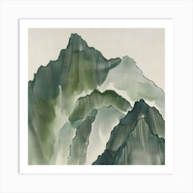 Japanese Watercolour Of Mount Nantai 6 Art Print