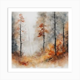 Foggy Forest Fall Landscape 1 Art Print