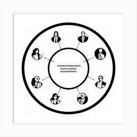 Black Mark On A White Circular Flowchart Graphic Illustration Hand Drawn In Black Ink Representin (1) Art Print