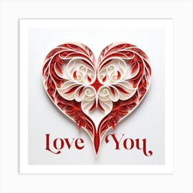 Red Heart Paper Art Valentine's Day Art Print