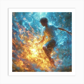 Boy Kicking A Ball Art Print