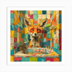 Fox In The Bath Art Print