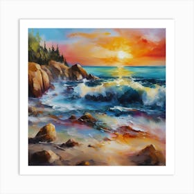 Sunset At The Beach 19 Art Print