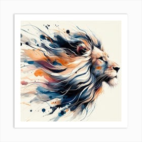 Experience The Beauty And Grace Of A Lion In Motion With This Dynamic Watercolour Art Print Art Print