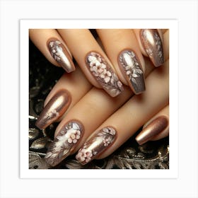 Nails With Flowers Art Print