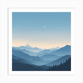 Misty mountains background in blue tone 102 Art Print