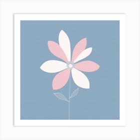 A White And Pink Flower In Minimalist Style Square Composition 604 Art Print