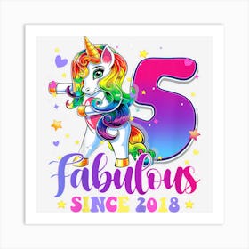 Kids 5 Year Old Gifts Girlsns Flossing Unicorn 5th Birthday Art Print