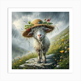 Sheep In The Rain Art Print