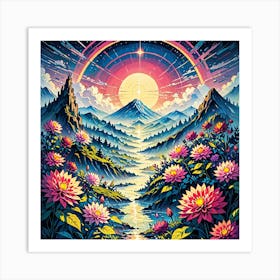 Rainbow In The Mountains Art Print