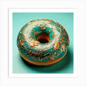 Firefly Ornate Turquoise Donut With Gold Floral Patterns 60146 (2) Art Print