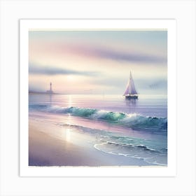 Sailboat On The Beach 1 Art Print