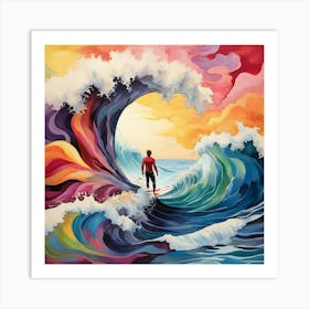 Surfer On The Wave Art Painting Art Print